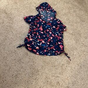 Lane Bryant Blue Floral Hooded Top